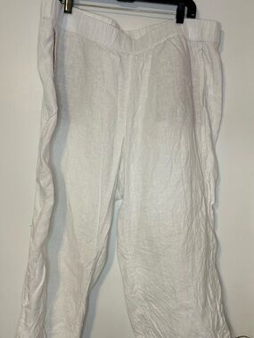 J. Jill White Plus Size White Cropped Linen Pants